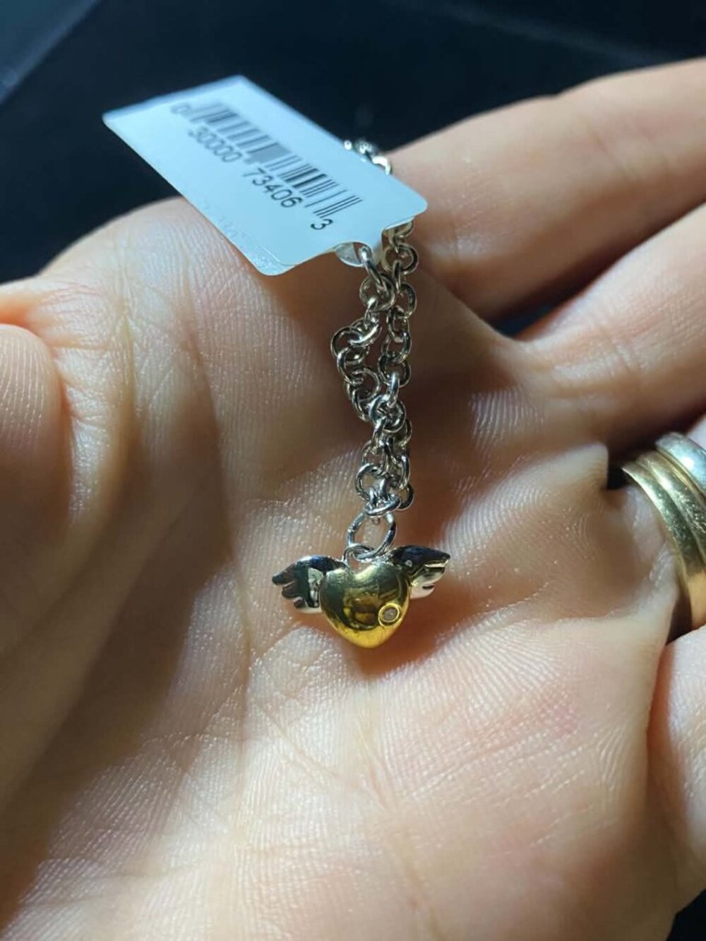 .925 Sterling Rhodium plated Gold platted Heart Wings Diamond Dainty Bracelet